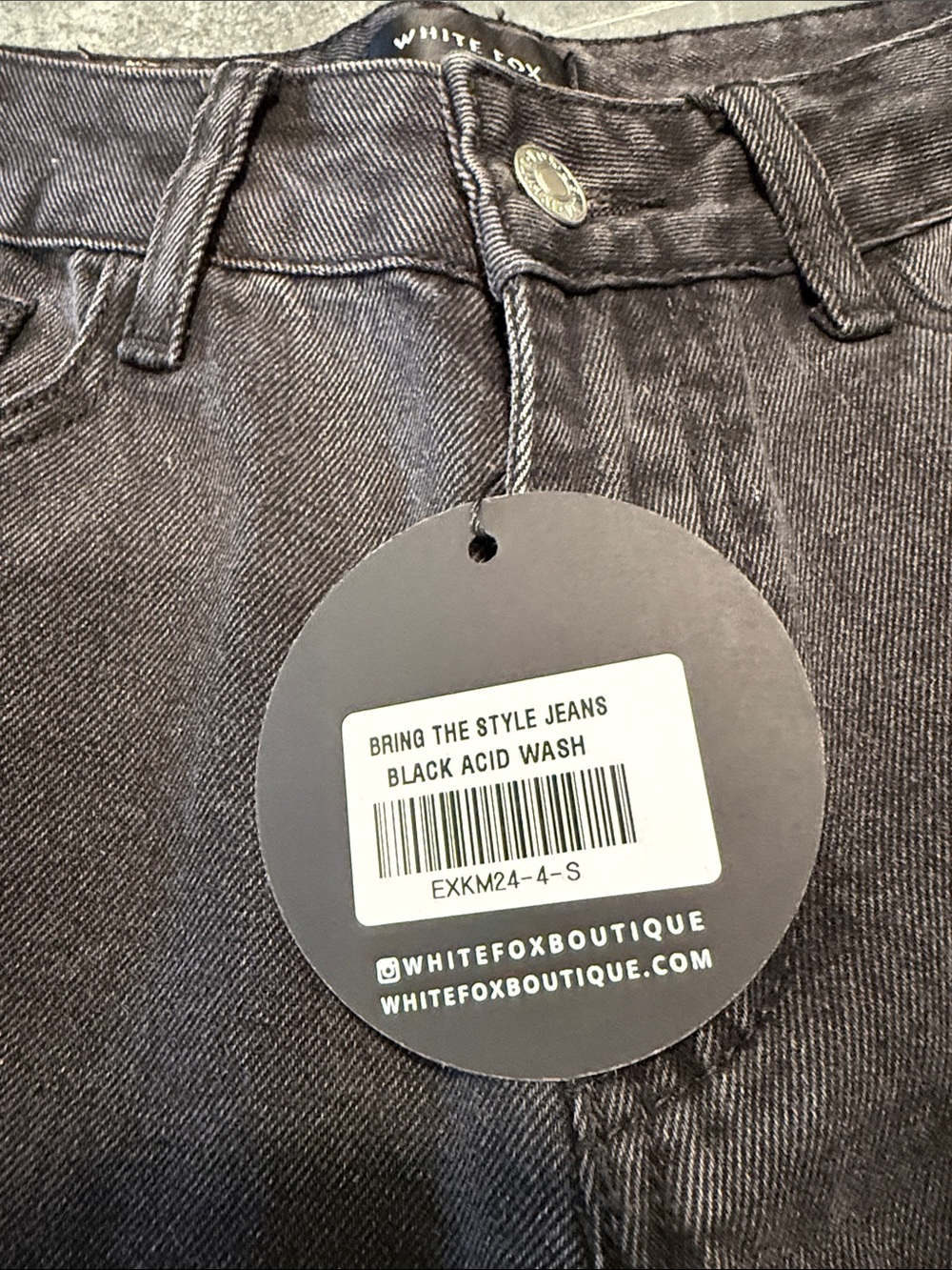 White Fox Boutique Black Acid Wash High-Rise Jeans